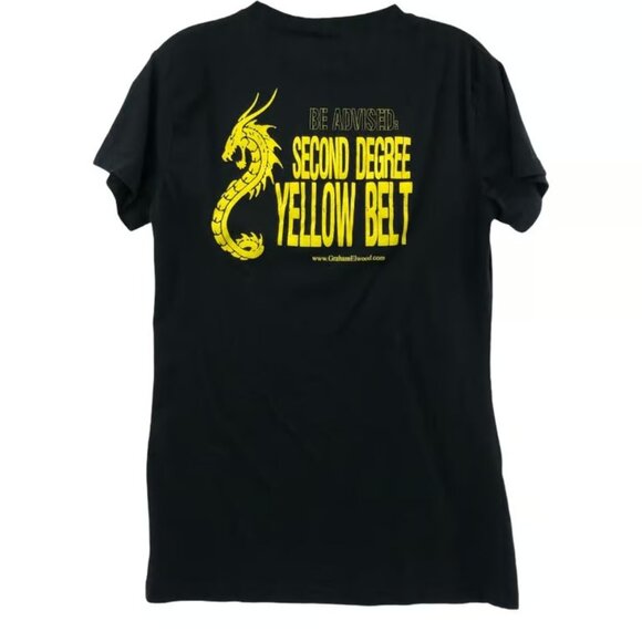 Palm Strike XL Second Degree Yellow Belt Karate Black Tee Fitted Tultex - Picture 2 of 7